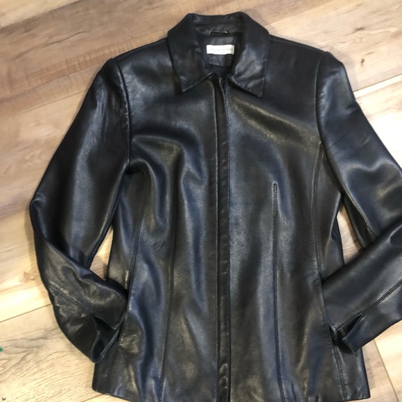 VINTAGE Lord& Taylor Buttery Leather Jacket Zip Front with 2 Slit Pockets size 6 - Picture 14 of 15